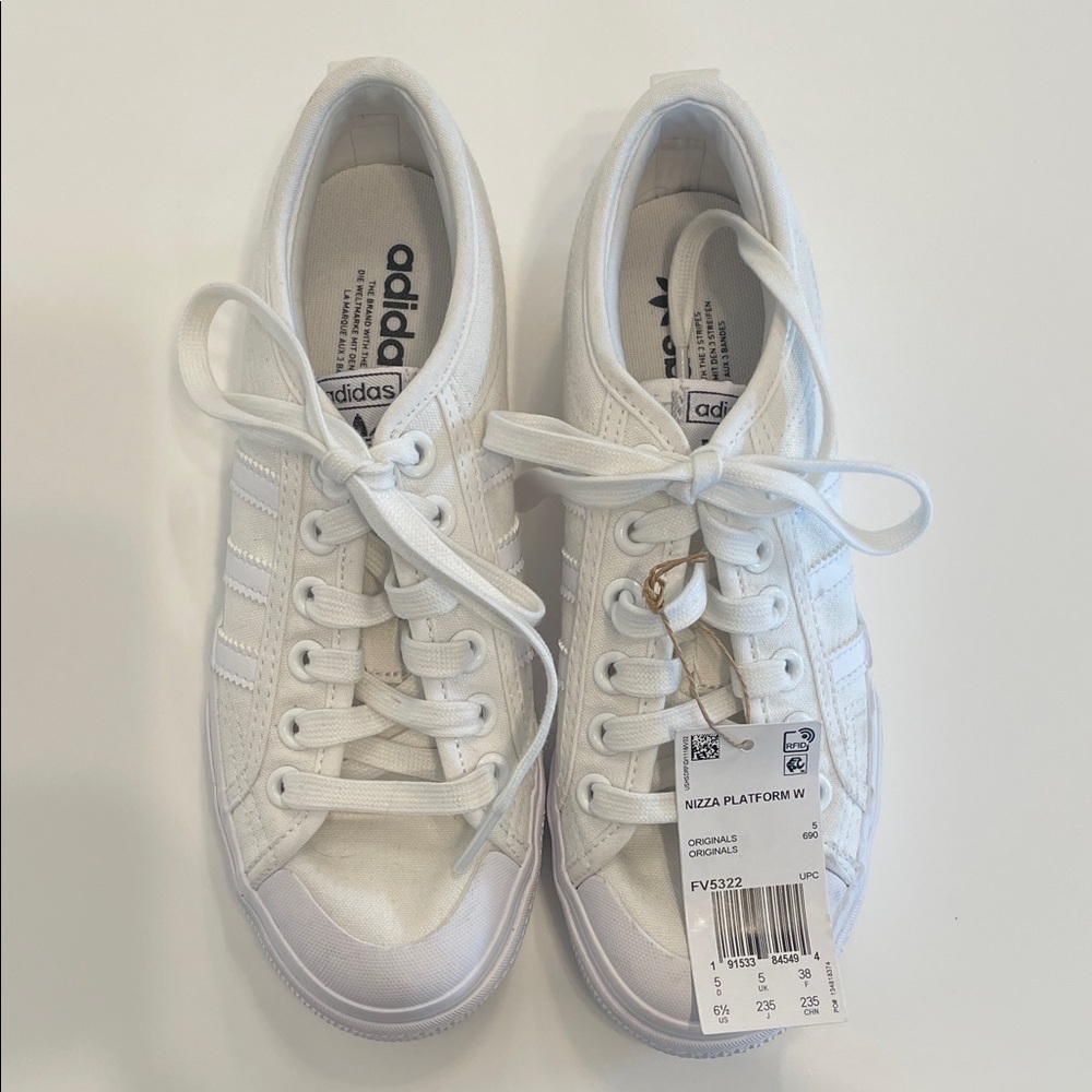 Adidas Nizza Platform Shoes in White